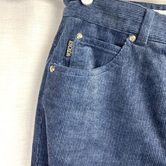 Escada Margaretha Ley Indigo Muted Navy Blue Fine Cordouroy Jeans‎ Pants Size 36 - Picture 3 of 10
